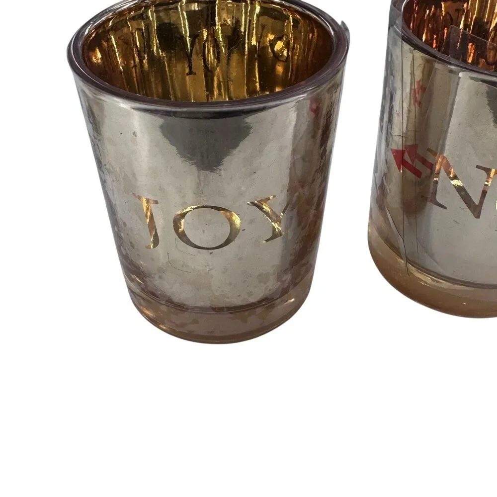 Restoration Hardware 3 Christmas Tealight Holders Votive Gold Mirror Finish